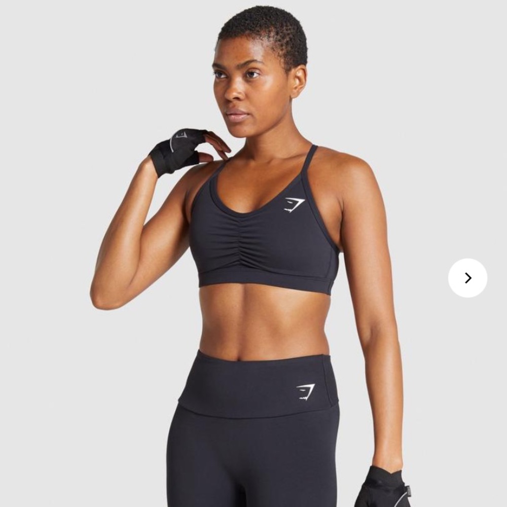 Black Ruched Training Sports Bra